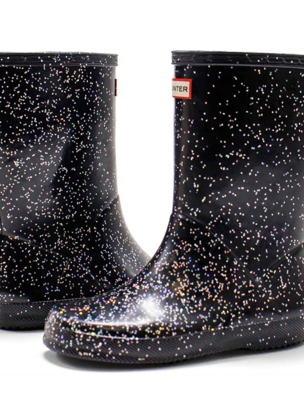 Hunter Black Glitter Rain Boots Sz 11 (UK 9)